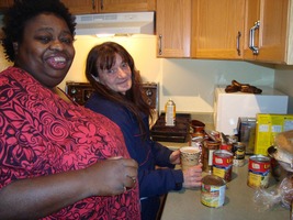 The girls on can-opening duty for chili night