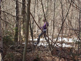 A young camper on spring break goes orienteering